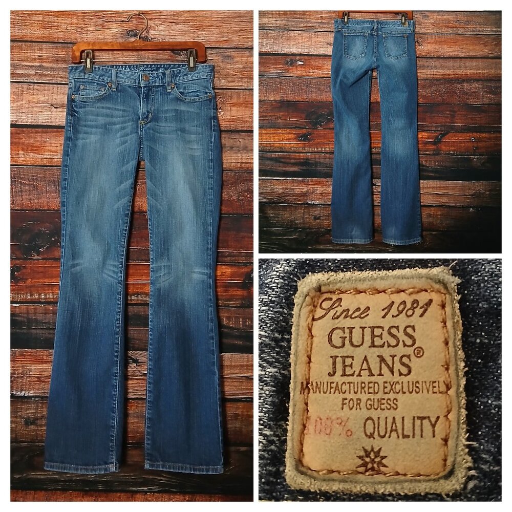 GUESS Vintage Jeans 29 Carla Boot Cut Low Rise Dark Blue Denim Stretch
